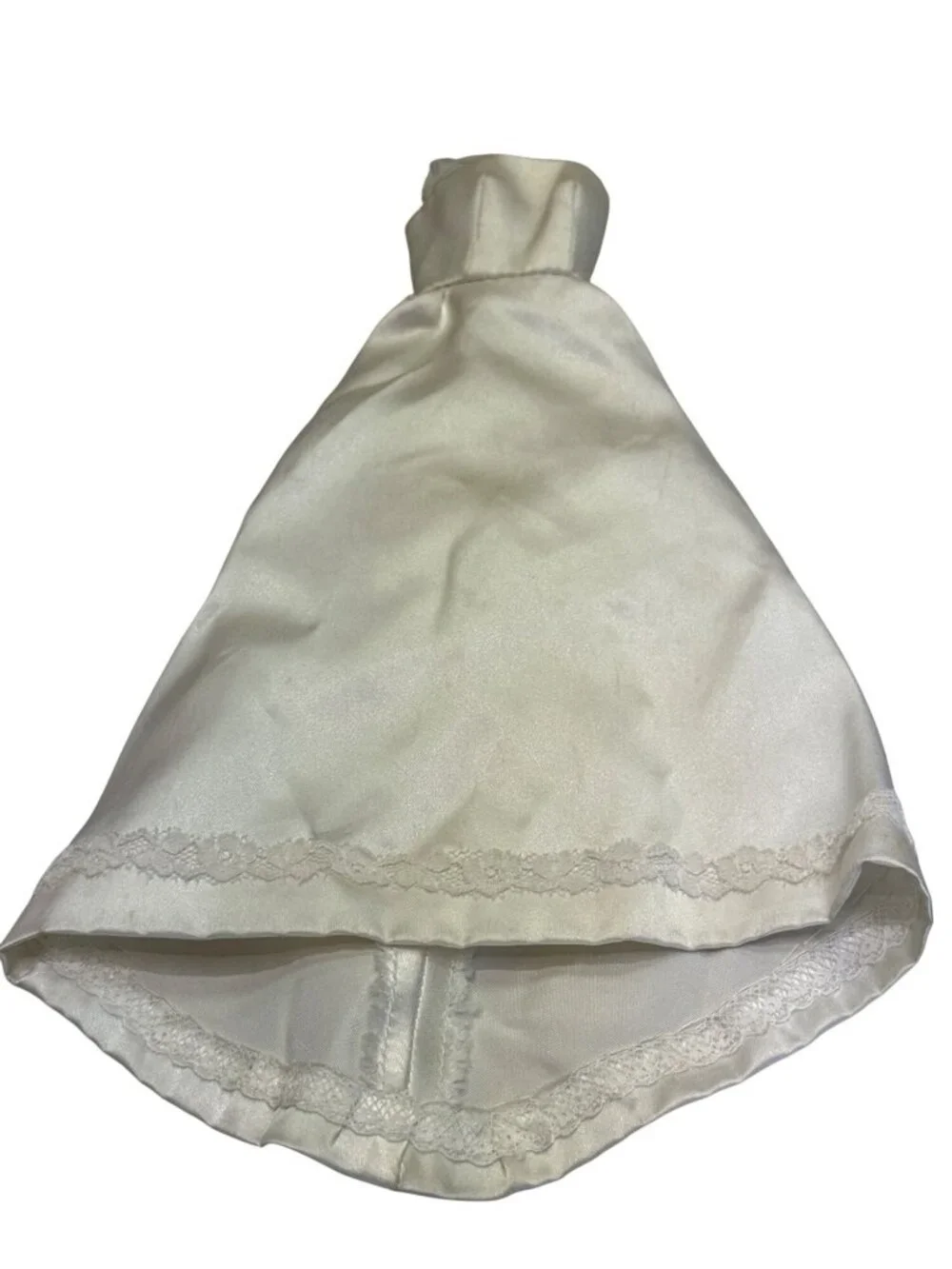 Vintage Barbie Fashion Doll Wedding Dress Satin Long Trim Imperfect